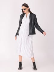 The Mom Store Ribbed Stripes A line Maternity and Nursing Dress