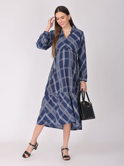 The Mom Store  9 to 5 Checks Maternity and Nursing Dress