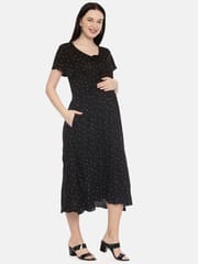 The Mom Store Black Polka Dot Maternity and Nursing Dress