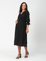 The Mom Store Moonless Nights Schiffli Maternity and Nursing Dress