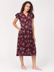 The Mom Store Spiced Orchid Floral Print Maternity and Nursing Dress