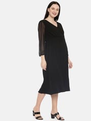 The Mom Store Little Black Pleated Maternity and Nursing Dress