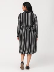 The Mom Store Black and Grey Stripe Maternity and Nursing Dress