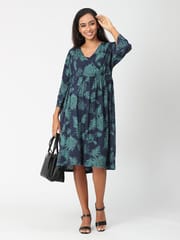 The Mom Store Blue Coral Maternity and Nursing Dress