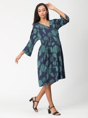 The Mom Store Blue Coral Maternity and Nursing Dress