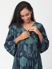 The Mom Store Blue Coral Maternity and Nursing Dress