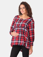 The Mom Store Royal Tartan Plaid Maternity and Nursing Top