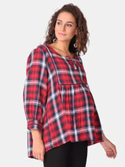 The Mom Store Royal Tartan Plaid Maternity and Nursing Top