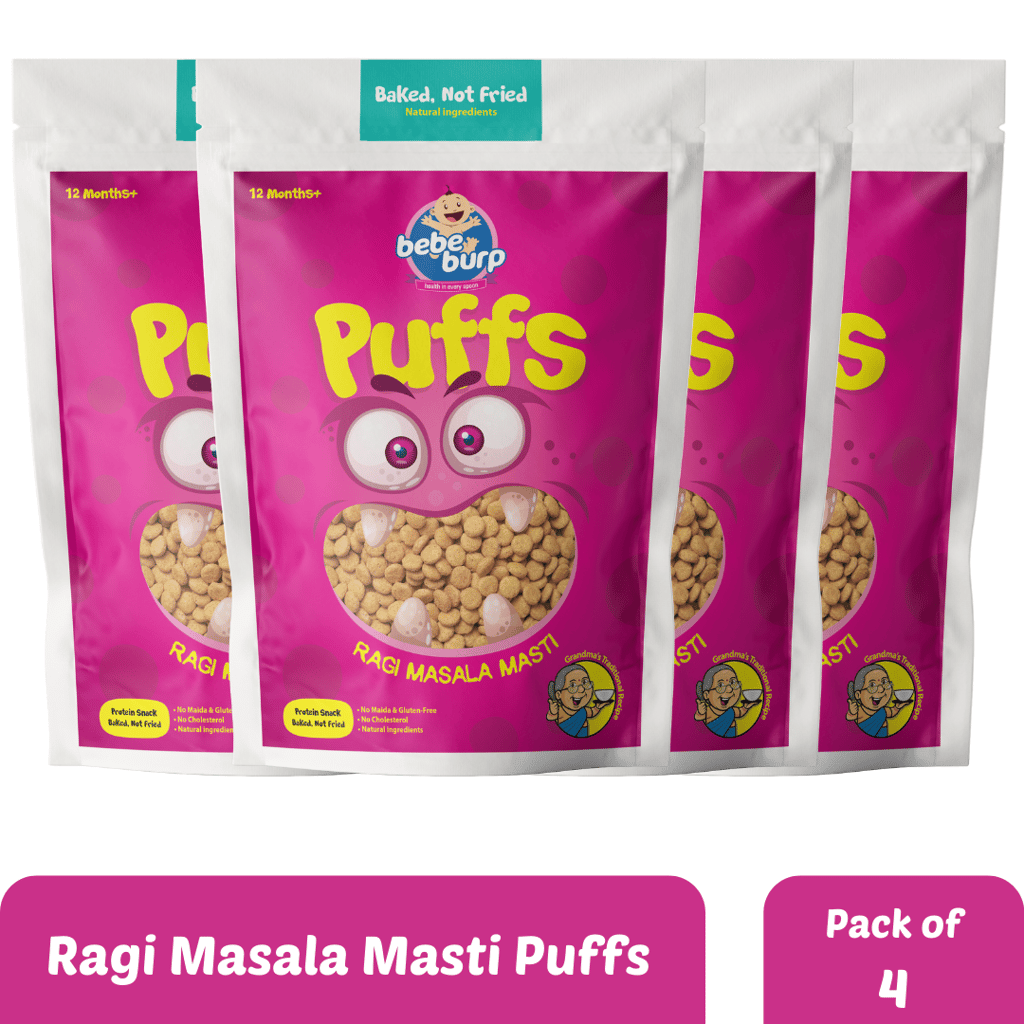 Bebe Burp Grandma's Super Puffs Ragi Masala Pack of 4 - 35 gms each