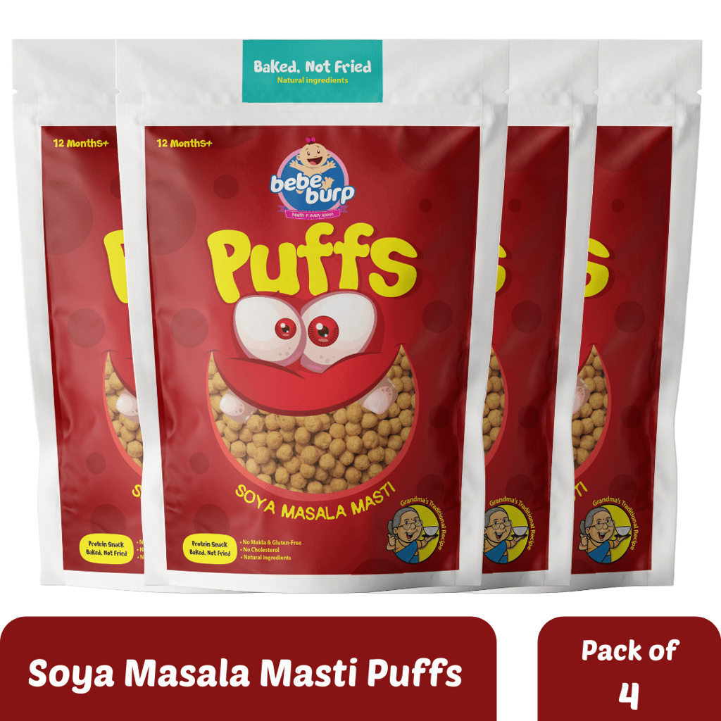 Bebe Burp Grandma's Super Puffs Soya Masala Masti Pack Of 4 - 35 gms each