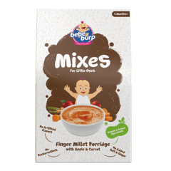 Bebe Burp Organic Baby Food Instant Mix Finger Millet Porridge with Apple & Carrot - 200 gm