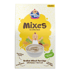 Bebe Burp Organic Baby Food Instant Mix Broken Wheat Porridge with Banana & Beetroot - 200 gm