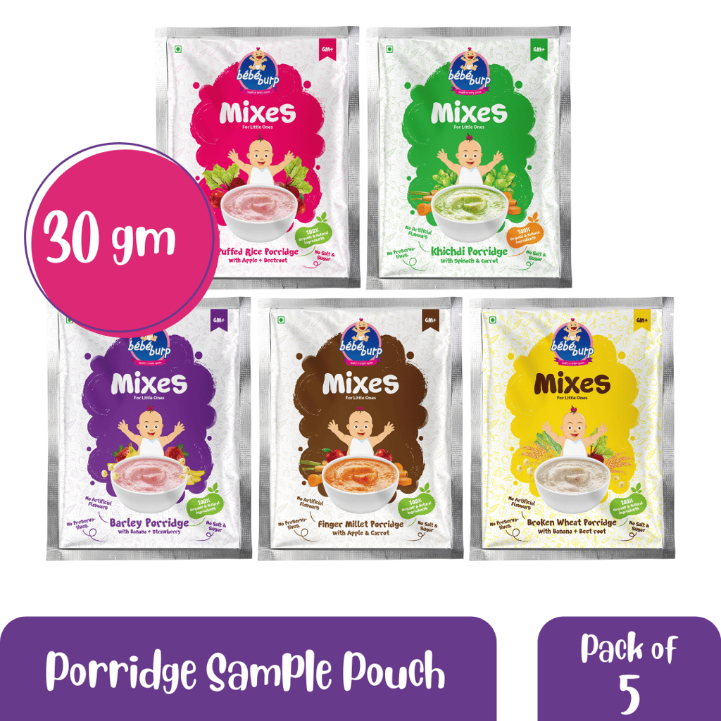 Bebe Burp Organic Baby Food Instant Mix Porridge Sample Pack  Pack Of 5 - 30 Gm Each