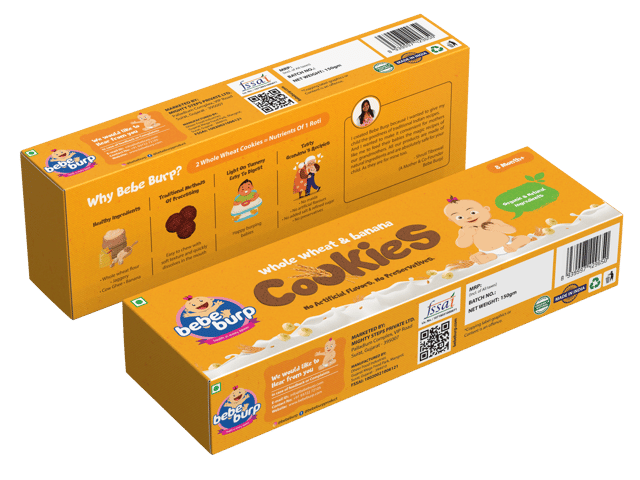 Bebe Burp Organic Baby Food Whole Wheat Cookies (PACK OF -2) - 150 gm