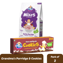 Bebe Burp Organic Baby Food Instant Mix Porridge, Cookies Combo Pack Of 2 - 200 Gm and 150 Gm Each (BARLEY MIX AND CHOCO MULTIGRAIN COOKIES WITH REAL FRUITS & VEGGIES)