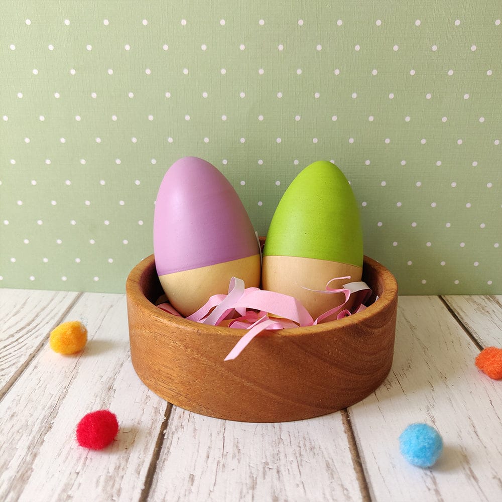 Shumee Purple and Green Wooden Egg Shakers for (0-2 years)