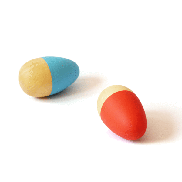 Shumee Wooden Egg Shaker - Orange and Blue
