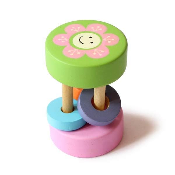 Shumee Sunny Wooden Rattle (0-2 years) Pink and green