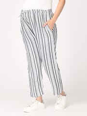 The Mom Store Magnet Grey Stripes Maternity Lounge Pants