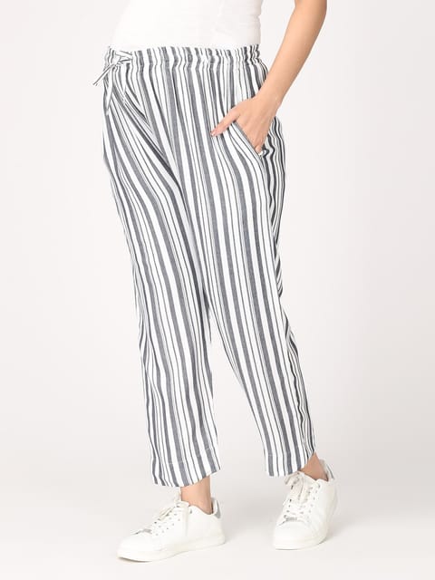 The Mom Store Magnet Grey Stripes Maternity Lounge Pants