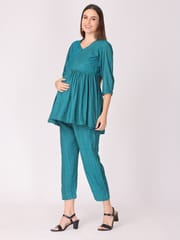 The Mom Store Diva Teal Maternity and Nursing Co-Ord Set