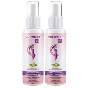 Vulwash Gentle and Hygienic Natural Intimate Feminine Wash Enriched With Sea Buckthorn Oil - Pack Of 2 (100ml x 2)