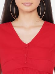 Mine4Nine Women's Maternity Solid Red Color Flared Maxi Baby Shower Dress