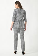Mometernity Cotton Gingham Check Black and White Maternity Top and Pant Co-ord Set