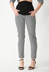 Mometernity Cotton Gingham Check Black and White Maternity Top and Pant Co-ord Set