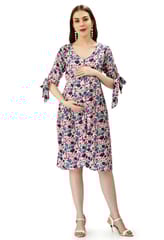 Mometernity Purple Floral Print Maternity and Nursing Tunic Dress