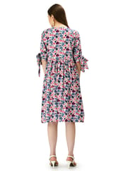 Mometernity Purple Floral Print Maternity and Nursing Tunic Dress