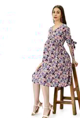 Mometernity Purple Floral Print Maternity and Nursing Tunic Dress