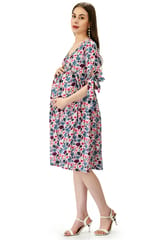 Mometernity Purple Floral Print Maternity and Nursing Tunic Dress