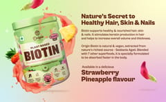 Origin Nutrition 100% Natural Vegan Biotin Powder - Strawberry Pineapple 120g