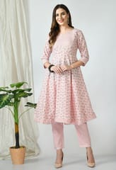 Mometernity Jasmine Floral Pink Maternity & Nursing Kurta Set with Pant