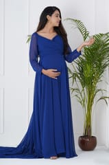 Plum and Peaches Blue Trail Maternity Gown