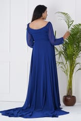 Plum and Peaches Blue Trail Maternity Gown