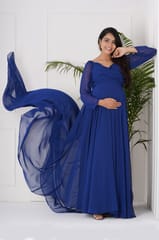 Plum and Peaches Blue Trail Maternity Gown