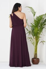 Plum and Peaches One Shoulder Pleated Maternity Gown