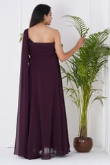 Plum and Peaches One Shoulder Pleated Maternity Gown