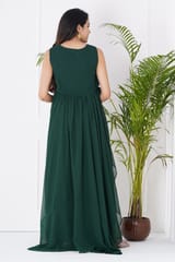 Plum and Peaches V Neck Ruffle Maternity Green Gown