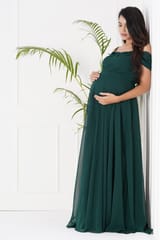 Plum and Peaches Draped Cold Shoulder Maternity Gown