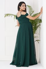 Plum and Peaches Draped Cold Shoulder Maternity Gown