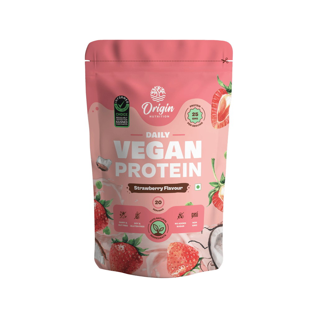 Origin Nutrition 100% Natural Vegan Plant Protein Powder - Strawberry 830 g