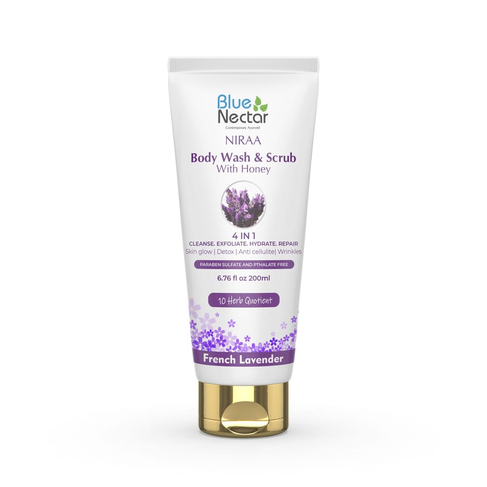 Blue Nectar French Lavender Face and Body Scrub and Body Wash with Honey (10 herbs, 200ml)
