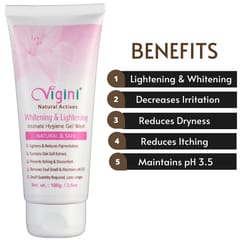 Vigini Natural Intimate Private Part Lightening Whitening Intimate Vaginal Feminine Hygiene Gel Wash Women -100g Make Vagina Cool Fresh Reduce Odor Dryness Itching & Hyper Pigmentation Maintains pH 3.5