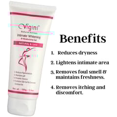 Vigini Natural Intimate Lightening Whitening Tightening Feminine Hygiene Vaginal Moisturizing Water Based Gel Girls Women 100g | Reduce Itching Dryness, Sulphate Paraben Free Non Staining Wash Able