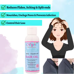 Vigini Natural Anti-Dandruff Itchy Scalp Hair Care Pre shampoo Oil Provides Hair Growth, Nourishment, Silky & Shining Hair 100 ml | Stop Hair Fall & Get Thinning Hair Growth