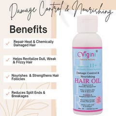 Vigini Damage Repair Control & Nourishing Hair Care Vitalizer Tonic Oil 100ml for Hair Fall Loss Thinning Rough Dry Itchy Scalp Treatment Provides Silky Shine Frizz Free Hair Shampoo Mask