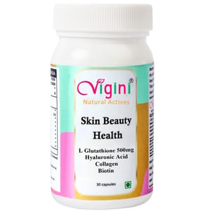 Vigini Natural Glutathione 500mg, Biotin, Hyaluronic Acid Collagen, Vitamin C, Brightening Glowing Healthy Youthful Radiance Skin Whitening Detoxification Women 30 capsule